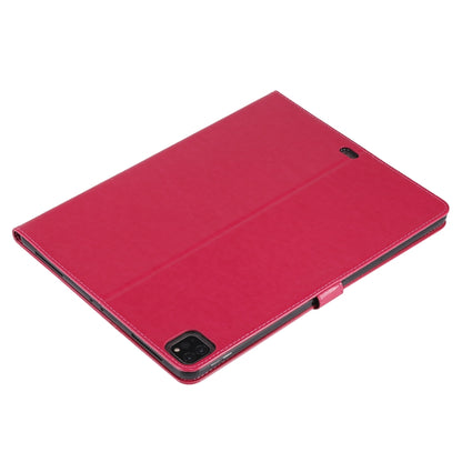 For iPad Pro 12.9 (2020) Pressed Printing Woman and Cat Pattern Horizontal Flip Leather Tablet Case with Holder & Card Slots & Wallet(Red) - iPad Pro 12.9 (2020) Cases by buy2fix | Online Shopping UK | buy2fix
