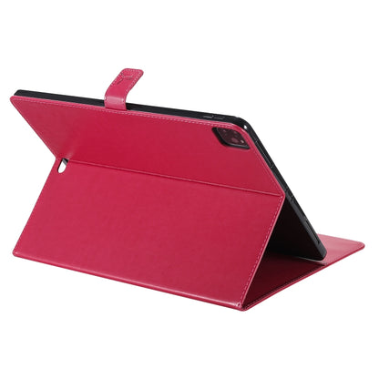 For iPad Pro 12.9 (2020) Pressed Printing Woman and Cat Pattern Horizontal Flip Leather Tablet Case with Holder & Card Slots & Wallet(Red) - iPad Pro 12.9 (2020) Cases by buy2fix | Online Shopping UK | buy2fix