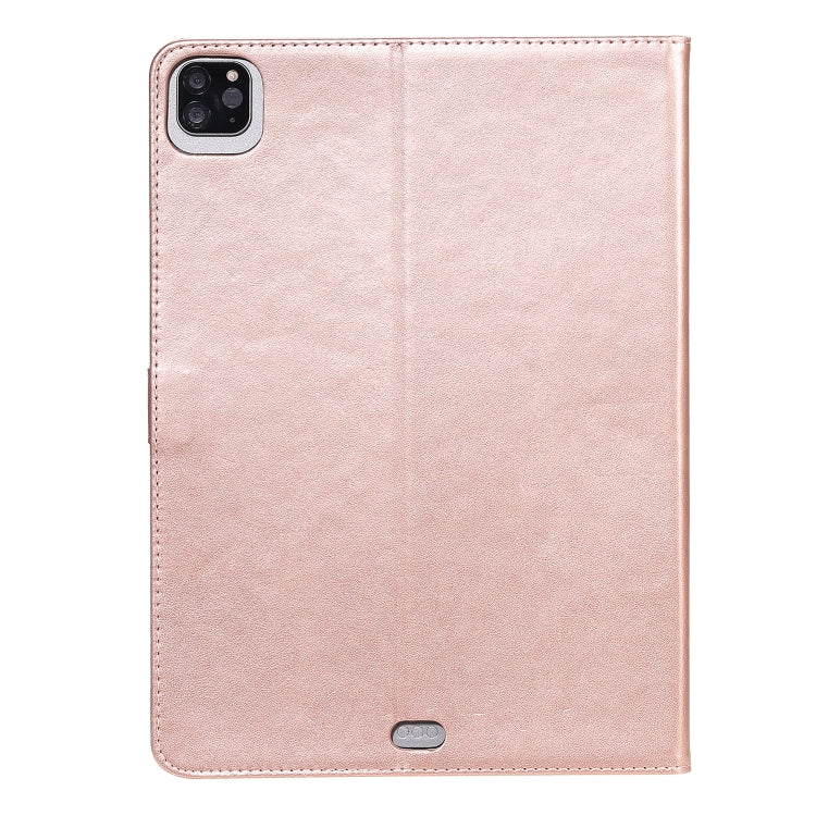 For iPad Pro 11 (2020) Pressed Printing Woman and Cat Pattern Horizontal Flip Leather Tablet Case with Holder & Card Slots & Wallet(Rose Gold) - iPad Pro 11 (2020) Cases by buy2fix | Online Shopping UK | buy2fix