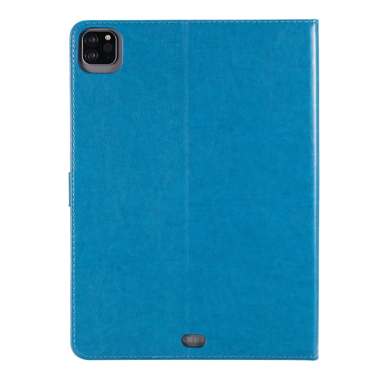 For iPad Pro 11 (2020) Pressed Printing Woman and Cat Pattern Horizontal Flip Leather Tablet Case with Holder & Card Slots & Wallet(Blue) - iPad Pro 11 (2020) Cases by buy2fix | Online Shopping UK | buy2fix