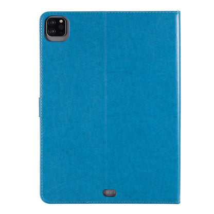 For iPad Pro 11 (2020) Pressed Printing Woman and Cat Pattern Horizontal Flip Leather Tablet Case with Holder & Card Slots & Wallet(Blue) - iPad Pro 11 (2020) Cases by buy2fix | Online Shopping UK | buy2fix