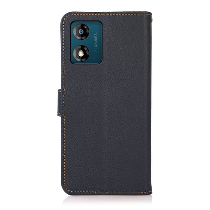 For Motorola Moto E13 2023 4G KHAZNEH Custer Texture RFID Genuine Leather Phone Case(Blue) - Motorola Cases by buy2fix | Online Shopping UK | buy2fix