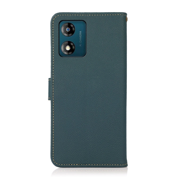 For Motorola Moto E13 2023 4G KHAZNEH Custer Texture RFID Genuine Leather Phone Case(Green) - Motorola Cases by buy2fix | Online Shopping UK | buy2fix