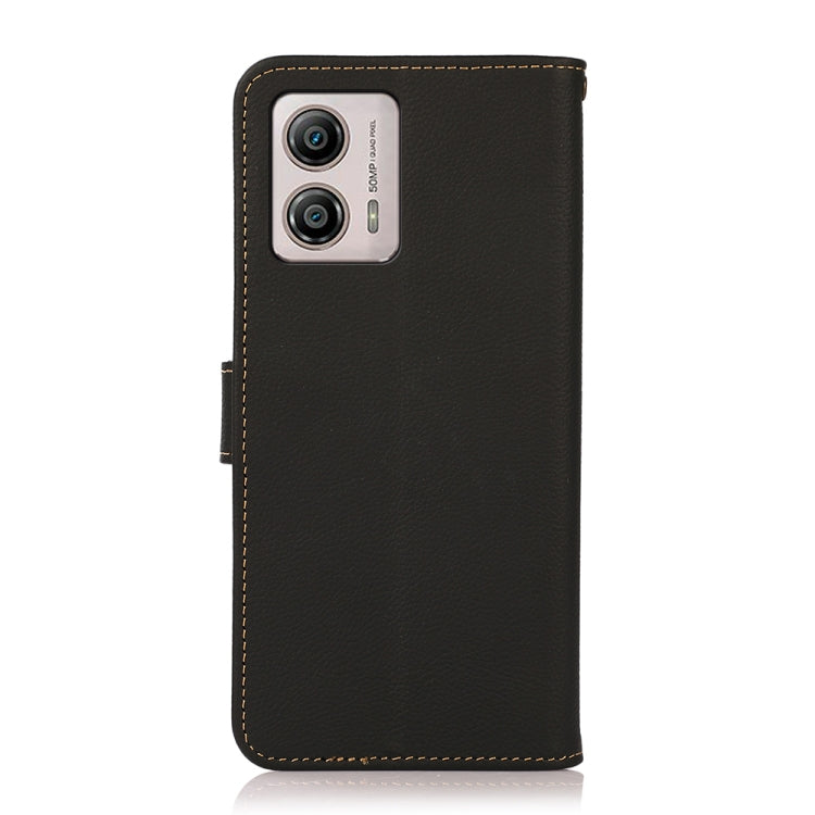 For Motorola Moto G13 / G23 / G53 5G KHAZNEH Custer Texture RFID Genuine Leather Phone Case(Black) - Motorola Cases by buy2fix | Online Shopping UK | buy2fix