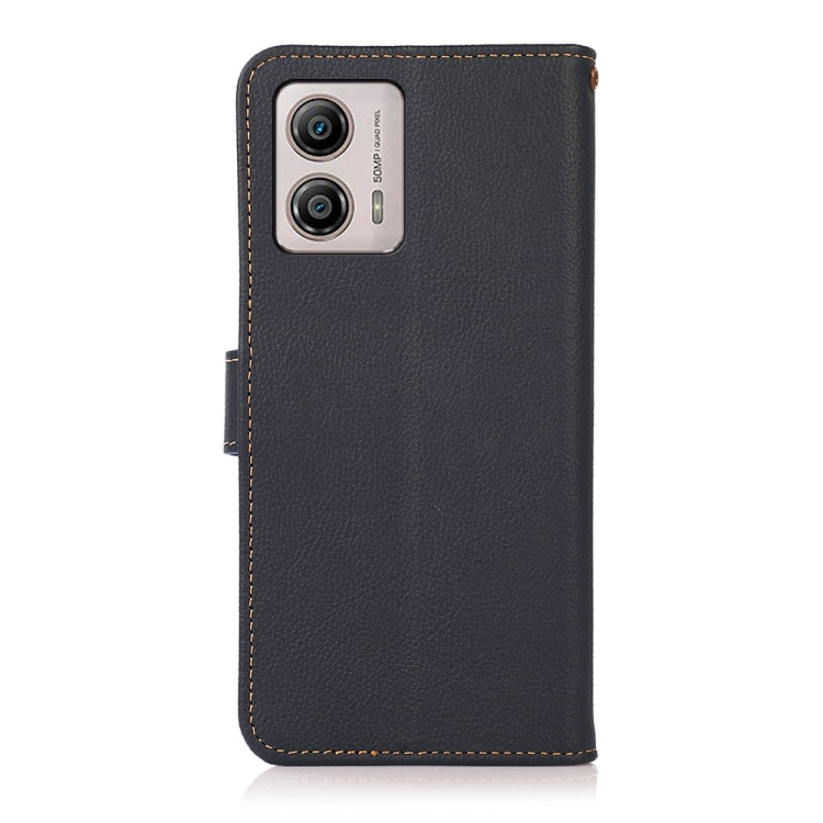 For Motorola Moto G13 / G23 / G53 5G KHAZNEH Custer Texture RFID Genuine Leather Phone Case(Blue) - Motorola Cases by buy2fix | Online Shopping UK | buy2fix