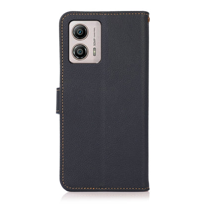 For Motorola Moto G13 / G23 / G53 5G KHAZNEH Custer Texture RFID Genuine Leather Phone Case(Blue) - Motorola Cases by buy2fix | Online Shopping UK | buy2fix