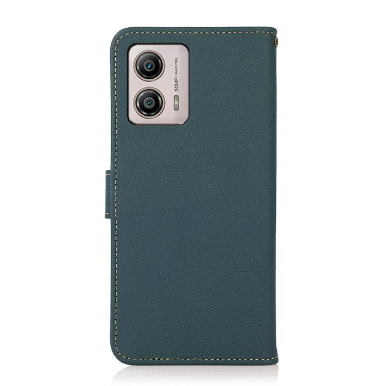 For Motorola Moto G13 / G23 / G53 5G KHAZNEH Custer Texture RFID Genuine Leather Phone Case(Green) - Motorola Cases by buy2fix | Online Shopping UK | buy2fix
