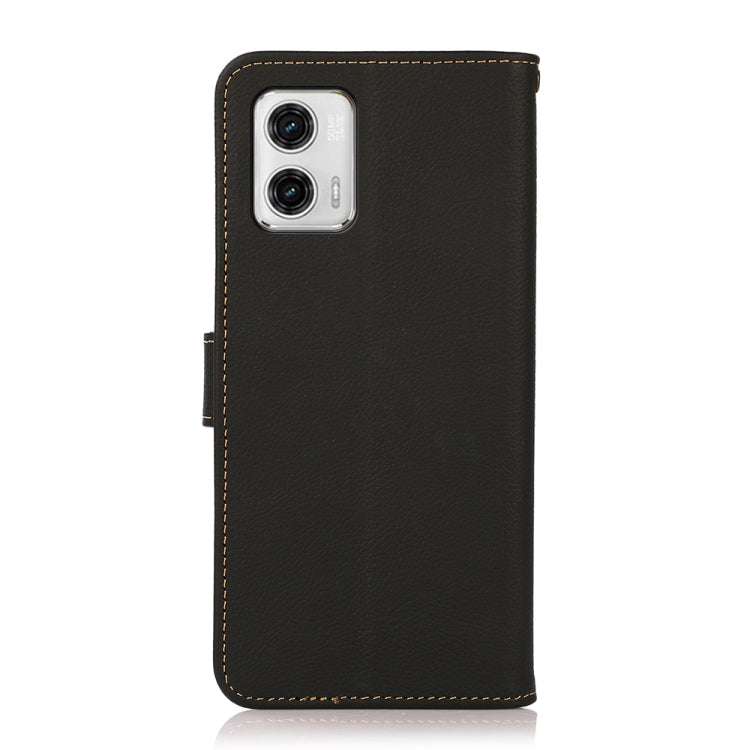 For Motorola Moto G73 5G KHAZNEH Custer Texture RFID Genuine Leather Phone Case(Black) - Motorola Cases by buy2fix | Online Shopping UK | buy2fix