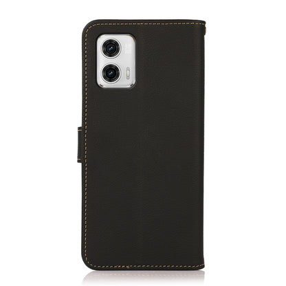 For Motorola Moto G73 5G KHAZNEH Custer Texture RFID Genuine Leather Phone Case(Black) - Motorola Cases by buy2fix | Online Shopping UK | buy2fix