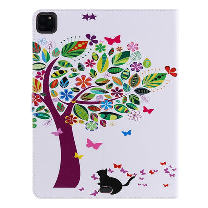 For iPad Pro 12.9 (2020) Colored Drawing Horizontal Flip Leather Tablet Case with Holder & Card Slot & Wallet(Cat and Tree) - iPad Pro 12.9 (2020) Cases by buy2fix | Online Shopping UK | buy2fix