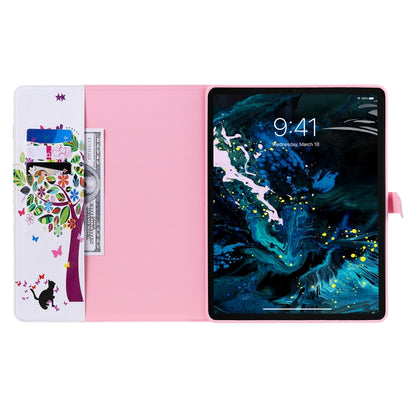 For iPad Pro 12.9 (2020) Colored Drawing Horizontal Flip Leather Tablet Case with Holder & Card Slot & Wallet(Cat and Tree) - iPad Pro 12.9 (2020) Cases by buy2fix | Online Shopping UK | buy2fix