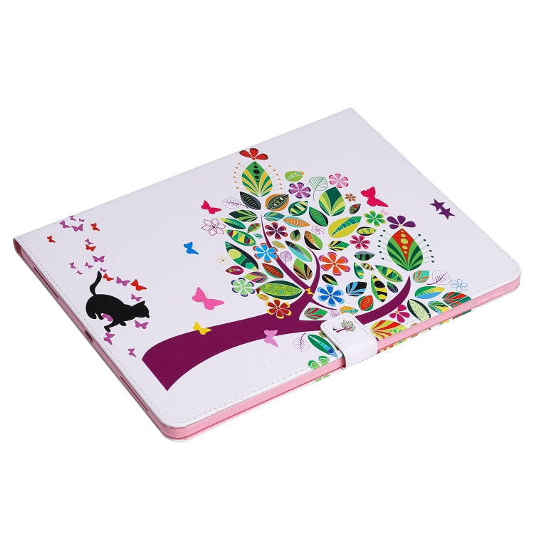 For iPad Pro 12.9 (2020) Colored Drawing Horizontal Flip Leather Tablet Case with Holder & Card Slot & Wallet(Cat and Tree) - iPad Pro 12.9 (2020) Cases by buy2fix | Online Shopping UK | buy2fix