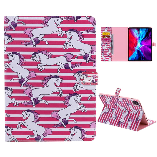 For iPad Pro 12.9 (2020) Colored Drawing Horizontal Flip Leather Tablet Case with Holder & Card Slot & Wallet(Horse) - iPad Pro 12.9 (2020) Cases by buy2fix | Online Shopping UK | buy2fix