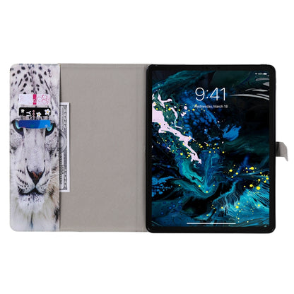 For iPad Pro 12.9 (2020) Colored Drawing Horizontal Flip Leather Tablet Case with Holder & Card Slot & Wallet(White Leopard) - iPad Pro 12.9 (2020) Cases by buy2fix | Online Shopping UK | buy2fix