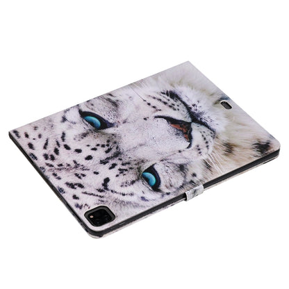 For iPad Pro 12.9 (2020) Colored Drawing Horizontal Flip Leather Tablet Case with Holder & Card Slot & Wallet(White Leopard) - iPad Pro 12.9 (2020) Cases by buy2fix | Online Shopping UK | buy2fix