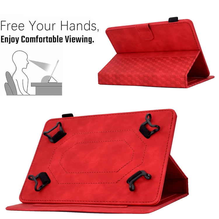 For 8.0 inch Universal Tablet Rhombus Embossed Leather Case(Red) - 8 inch by buy2fix | Online Shopping UK | buy2fix