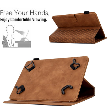 For 8.0 inch Universal Tablet Rhombus Embossed Leather Case(Brown) - 8 inch by buy2fix | Online Shopping UK | buy2fix
