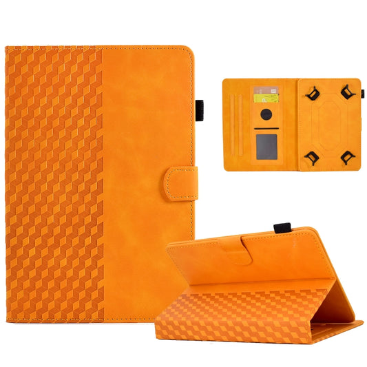For 10.0 inch Universal Tablet Rhombus Embossed Leather Case(Khaki) - 10 - 11 inch by buy2fix | Online Shopping UK | buy2fix