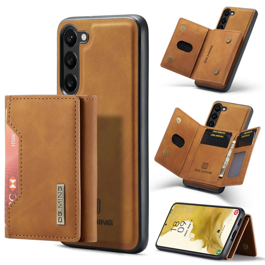For Samsung Galaxy S23 5G DG.MING M2 Series 3-Fold Multi Card Bag + Phone Case(Brown)