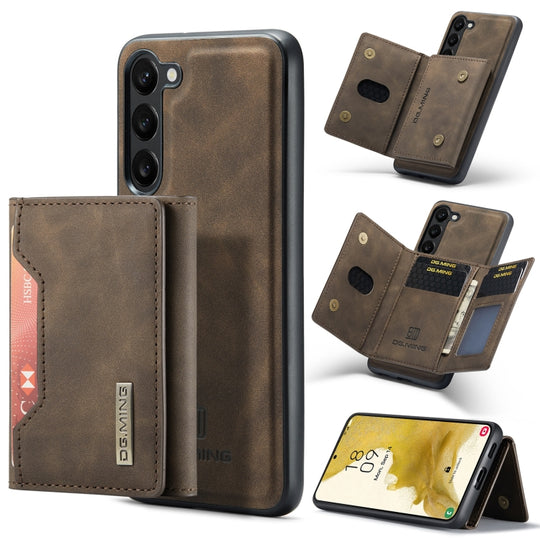 For Samsung Galaxy S23+ 5G DG.MING M2 Series 3-Fold Multi Card Bag + Phone Case(Coffee)