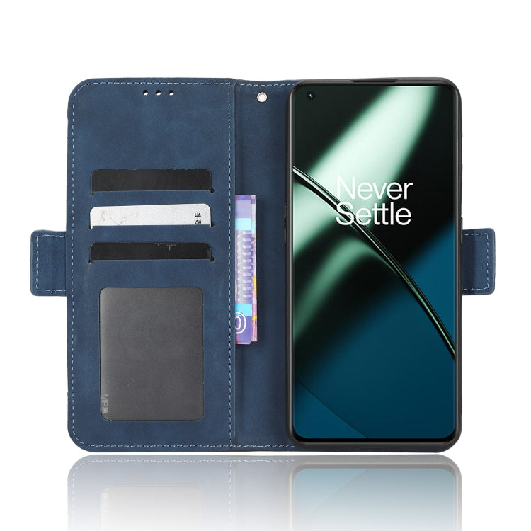 For OnePlus 11 5G Skin Feel Calf Texture Card Slots Leather Phone Case(Blue) - OnePlus Cases by buy2fix | Online Shopping UK | buy2fix