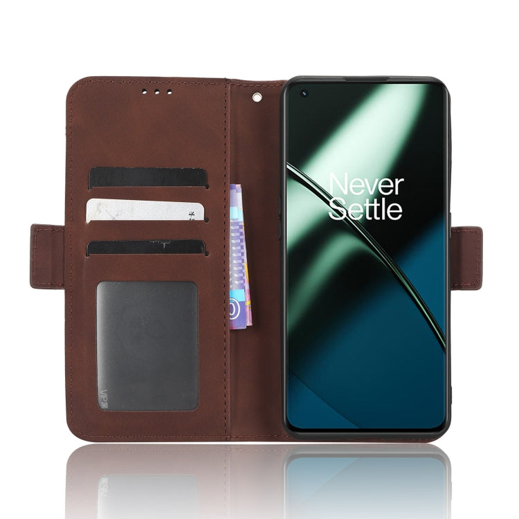 For OnePlus 11 5G Skin Feel Calf Texture Card Slots Leather Phone Case(Brown) - OnePlus Cases by buy2fix | Online Shopping UK | buy2fix