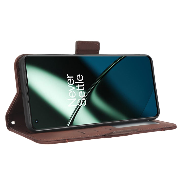 For OnePlus 11 5G Skin Feel Calf Texture Card Slots Leather Phone Case(Brown) - OnePlus Cases by buy2fix | Online Shopping UK | buy2fix
