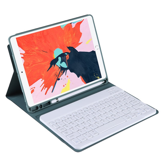 T11B 2020 For iPad Air 4 / Air 5 / Pro 11 inch 2022 / 2021 / 2020 / 2018 TPU Candy Color Ultra-thin Bluetooth Keyboard Tablet Case with Stand & Pen Slot(Dark Green)