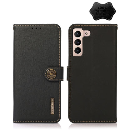 For Samsung Galaxy A24 4G KHAZNEH Custer Genuine Leather RFID Phone Case(Black) - Galaxy Phone Cases by buy2fix | Online Shopping UK | buy2fix