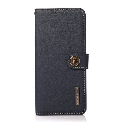 For Samsung Galaxy A24 4G KHAZNEH Custer Genuine Leather RFID Phone Case(Blue) - Galaxy Phone Cases by buy2fix | Online Shopping UK | buy2fix