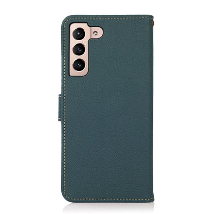 For Samsung Galaxy A24 4G KHAZNEH Custer Genuine Leather RFID Phone Case(Green) - Galaxy Phone Cases by buy2fix | Online Shopping UK | buy2fix