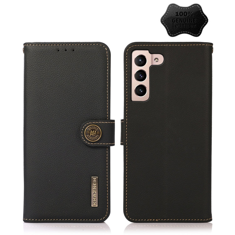 For Samsung Galaxy A34 5G KHAZNEH Custer Genuine Leather RFID Phone Case(Black) - Galaxy Phone Cases by buy2fix | Online Shopping UK | buy2fix