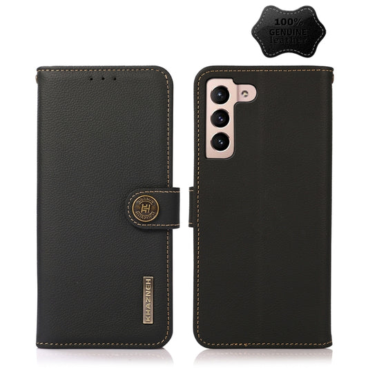 For Samsung Galaxy A34 5G KHAZNEH Custer Genuine Leather RFID Phone Case(Black) - Galaxy Phone Cases by buy2fix | Online Shopping UK | buy2fix