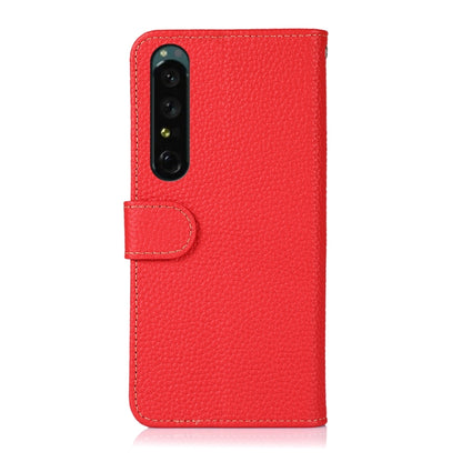 For Sony Xperia 1 IV KHAZNEH Litchi Genuine Leather Phone Case(Red) - Sony Cases by buy2fix | Online Shopping UK | buy2fix