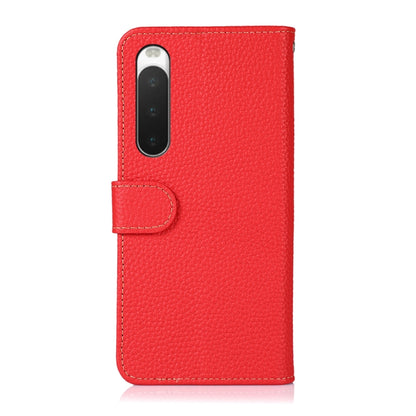 For Sony Xperia 10 IV KHAZNEH Litchi Genuine Leather Phone Case(Red) - Sony Cases by buy2fix | Online Shopping UK | buy2fix