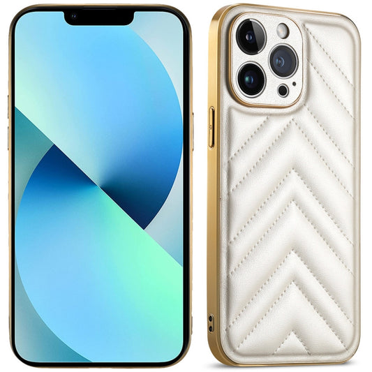 For iPhone 13 Suteni Plating Leather Soft TPU Phone Case(White) - iPhone 13 Cases by Suteni | Online Shopping UK | buy2fix