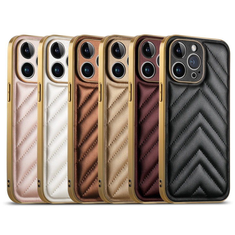 For iPhone 13 Suteni Plating Leather Soft TPU Phone Case(White) - iPhone 13 Cases by Suteni | Online Shopping UK | buy2fix