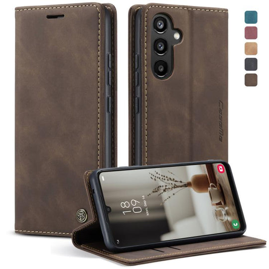 For Samsung Galaxy A34 5G CaseMe 013 Multifunctional Horizontal Flip Leather Phone Case(Coffee)