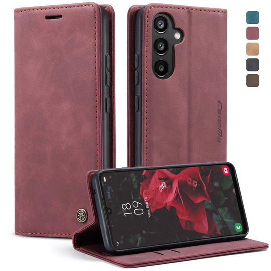 For Samsung Galaxy A34 5G CaseMe 013 Multifunctional Horizontal Flip Leather Phone Case(Wine Red)