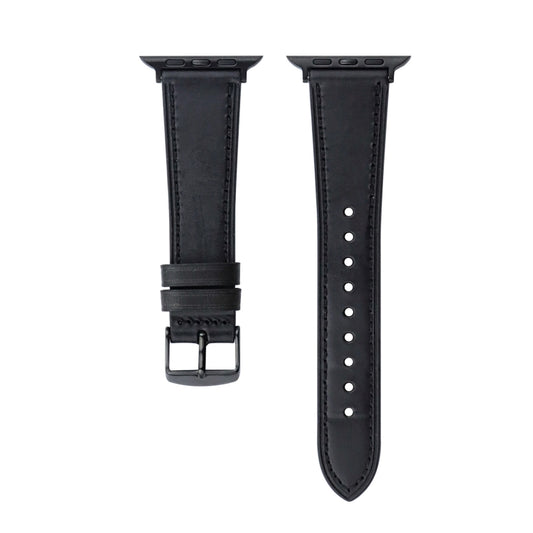 Crazy Horse Genuine Leather Watch Band For Apple Watch Ultra 49mm&Watch Ultra 2 49mm / Series 9&8&7 45mm / SE 3&SE 2&6&SE&5&4 44mm / 3&2&1 42mm(Full Black) by buy2fix