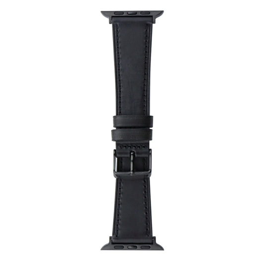 Crazy Horse Genuine Leather Watch Band For Apple Watch Ultra 49mm&Watch Ultra 2 49mm / Series 9&8&7 45mm / SE 3&SE 2&6&SE&5&4 44mm / 3&2&1 42mm(Full Black) by buy2fix