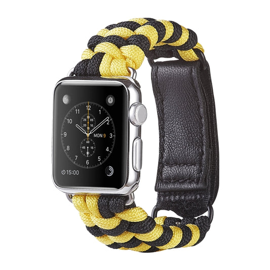 Paracord Plain Weave Hook And Loop Fastener Nylon Watch Band For Apple Watch Ultra 49mm&Watch Ultra 2 49mm / Series 9&8&7 45mm / SE 3&SE 2&6&SE&5&4 44mm / 3&2&1 42mm(Yellow) by buy2fix