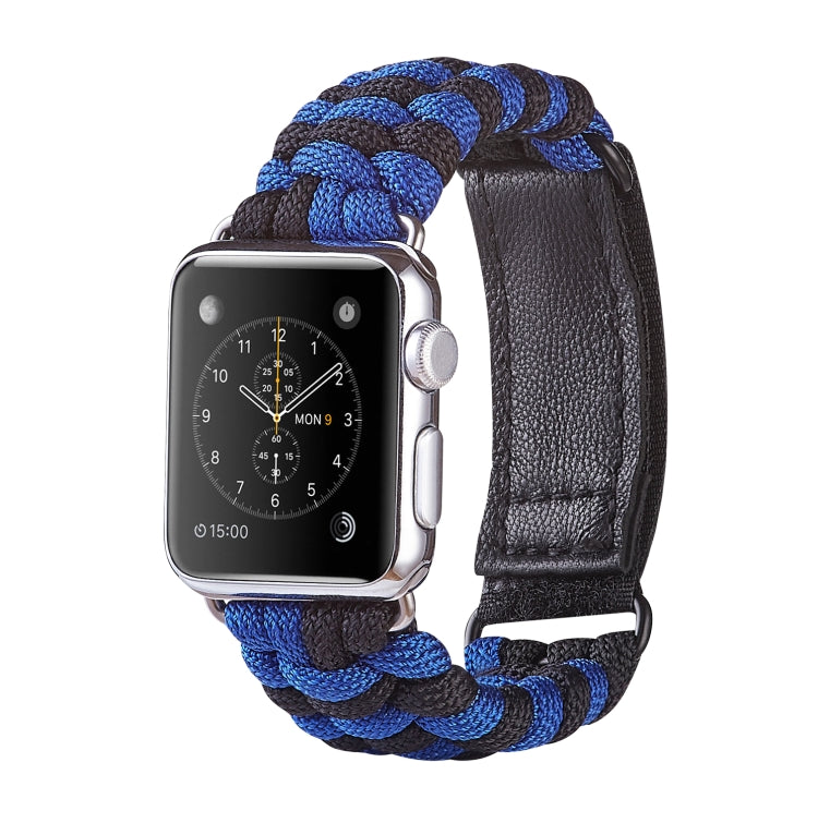 Paracord Plain Weave Hook And Loop Fastener Nylon Watch Band For Apple Watch Ultra 49mm&Watch Ultra 2 49mm / Series 9&8&7 45mm / SE 3&SE 2&6&SE&5&4 44mm / 3&2&1 42mm(Blue) by buy2fix