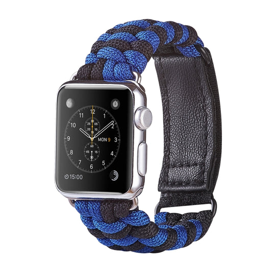 Paracord Plain Weave Hook And Loop Fastener Nylon Watch Band For Apple Watch Ultra 49mm&Watch Ultra 2 49mm / Series 9&8&7 45mm / SE 3&SE 2&6&SE&5&4 44mm / 3&2&1 42mm(Blue) by buy2fix