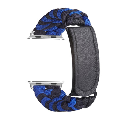 Paracord Plain Weave Hook And Loop Fastener Nylon Watch Band For Apple Watch Ultra 49mm&Watch Ultra 2 49mm / Series 9&8&7 45mm / SE 3&SE 2&6&SE&5&4 44mm / 3&2&1 42mm(Blue) by buy2fix
