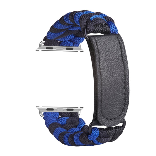 Paracord Plain Weave Hook And Loop Fastener Nylon Watch Band For Apple Watch Ultra 49mm&Watch Ultra 2 49mm / Series 9&8&7 45mm / SE 3&SE 2&6&SE&5&4 44mm / 3&2&1 42mm(Blue) by buy2fix