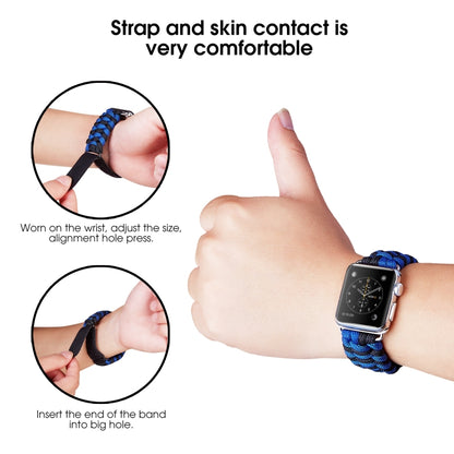 Paracord Plain Weave Hook And Loop Fastener Nylon Watch Band For Apple Watch Ultra 49mm&Watch Ultra 2 49mm / Series 9&8&7 45mm / SE 3&SE 2&6&SE&5&4 44mm / 3&2&1 42mm(Blue) by buy2fix