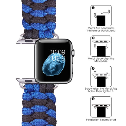 Paracord Plain Weave Hook And Loop Fastener Nylon Watch Band For Apple Watch Ultra 49mm&Watch Ultra 2 49mm / Series 9&8&7 45mm / SE 3&SE 2&6&SE&5&4 44mm / 3&2&1 42mm(Blue) by buy2fix