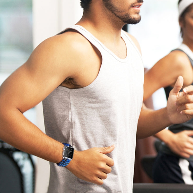 Paracord Plain Weave Hook And Loop Fastener Nylon Watch Band For Apple Watch Ultra 49mm&Watch Ultra 2 49mm / Series 9&8&7 45mm / SE 3&SE 2&6&SE&5&4 44mm / 3&2&1 42mm(Blue) by buy2fix