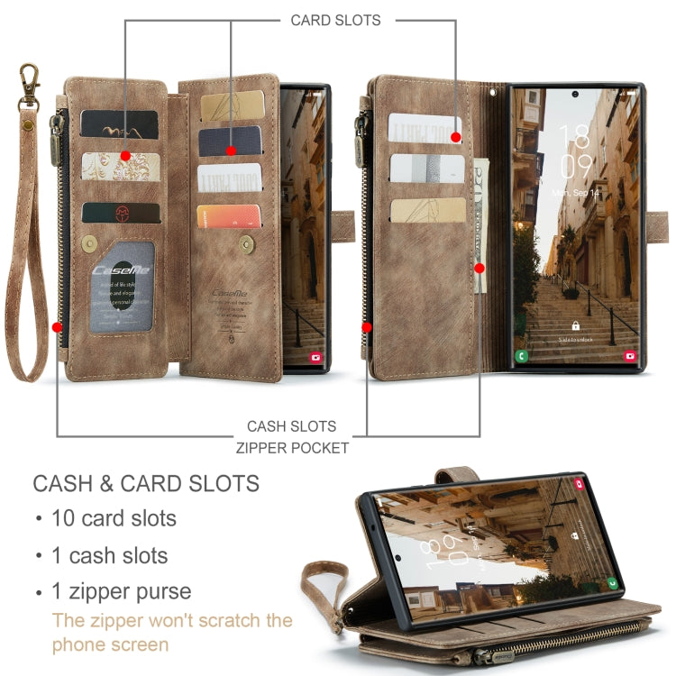 For Samsung Galaxy S23 Ultra 5G CaseMe C30 Multifunctional Leather Phone Case(Brown) - Galaxy S23 Ultra 5G Cases by CaseMe | Online Shopping UK | buy2fix